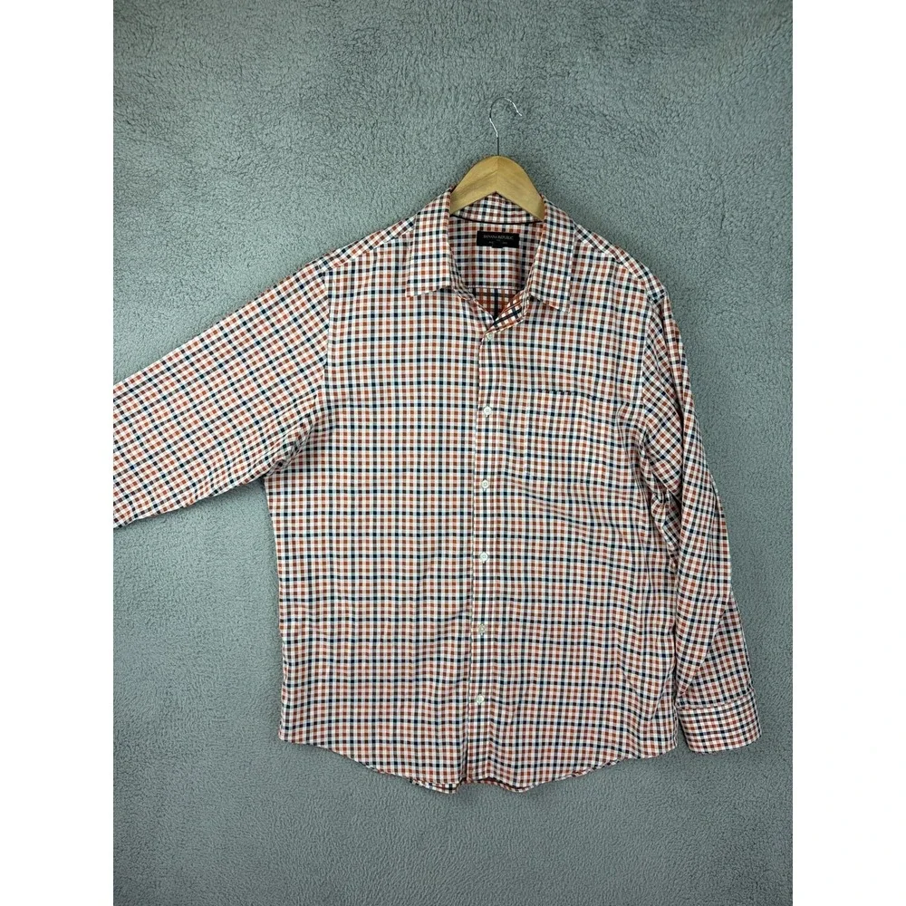 Banana Republic Dress Shirt Mens XL Multicolor Gingham Non Iron Slim Fit Mens